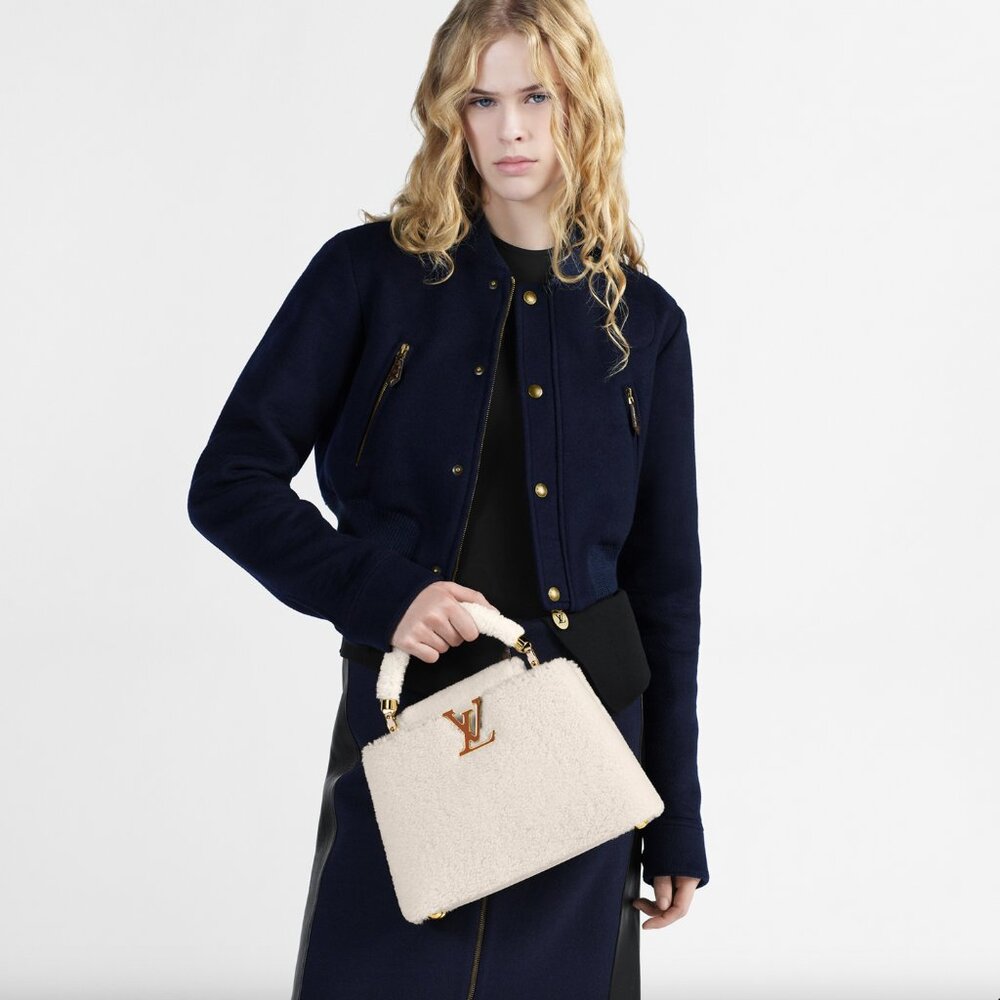 Louis Vuitton White Shearling BB Capucines Bag - Picture 10 of 14